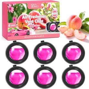 Car Air Freshener Vent Clips, Peach Scent, 6 Pack, Long Lasting Scent Up to 180 Days