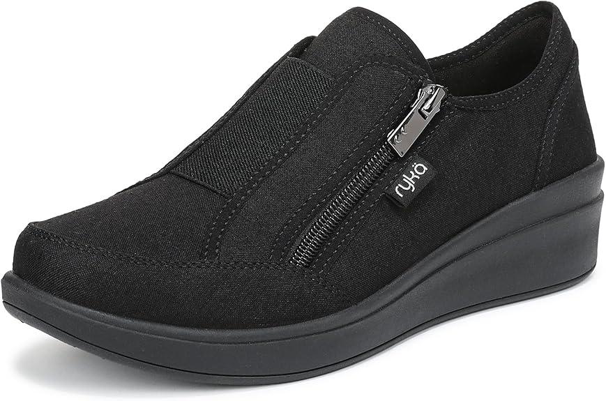 Ryka Women's Lounge Zip Mule Shoes Black 5.5 M