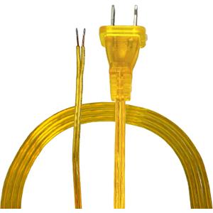 Royal Designs Lamp Cord with Molded Plug, Stripped Ends Ready for Wiring, 8 ft long, Clear Gold, SPT-2 UL Listed
