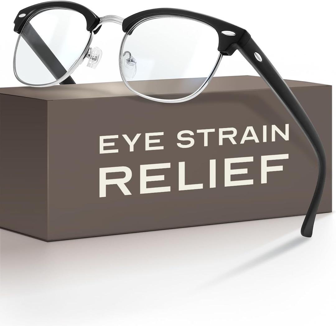 racico Blue Light Glasses for Men Computer - Gaming Blocking Anti Eyestrain, UV Clear Lens Nerd Costume Fake Eyeglasses