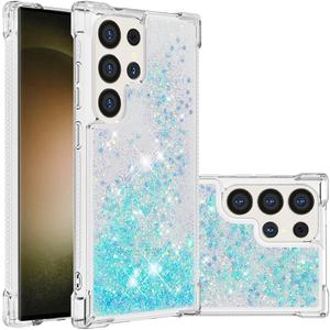 Case for Samsung Galaxy S25 Ultra Case Glitter Sparkle Cute Clear Liquid Phone Case Flowing Quicksand Shockproof TPU Protective Girly Women Case for Samsung Galaxy S25 Ultra Star Blue YB