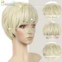 BECUS Pixie Cut Wig for Women, Short Platinum Blonde Wig, Natural Looking Straight Synthetic Short Wigs, Lightweight Daily Wear Wigs for Women, Halloween Cosplay Party