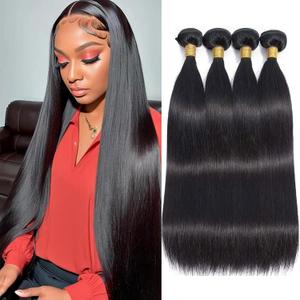 Straight Bundles Human Hair 16 18 20 22 Inch 100% Unprocessed Brazilian Virgin Hair 4 Bundles Hair Extension for Black Women Natural Color