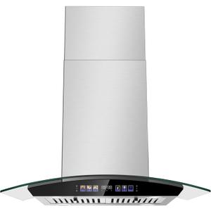 Island Range Hood 30 Inch 700 CFM Ceiling Mount Kitchen Vent Hood Tempered Glass with Color Gesture Sensing & Touch Control, 3 Speed Fan, 4 LED Lights, Permanent Filters