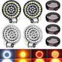 Amazicha 2inch Turn Signals, 48LEDs 1157 1156 Front Rear Turn Signals with 4 Smoked Cover Fit for Harley Touring Street Glide Road King Road Glide Electra Glide Iron Softail Dyna Sportster 1986-2024