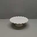 White Cake Stand, 10 Inch Cake Stands for Tea Party, Round Dessert Stand for 8 Inch Cake, Small Cake Plate Cupcake Stand for Dessert Table Display, Ruffle Trim