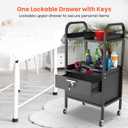 TASALON Metal Salon Trolley Cart with Wheels & Lockable Drawers 4-Tier Hair Stylist Rolling Tray Cart, Barber & Esthetician Station Organizer, Beauty Salon Equipment & Spa Storage Cabinet