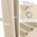 MIULEE Cream Beige Blackout Curtains for Bedroom Living Room 63 Inches Long 2 Panels, Thermal Insulated Room Darkening Drapes Grommet Noise Reducing Light Blocking Window Treatments 40x63 Inch