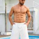 Mens Shorts Casual for Summer Beach Cotton Drawstring Stretch Twill Chino Golf Shorts Elastic Waist with Pockets (Small, 2-white)