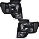 G-PLUS Headlights Compatible With Ford F150 2009-2014 Headlamps Pair Left & Right Smoky Lens Black Housing Clear Reflector, Faros Delanteros