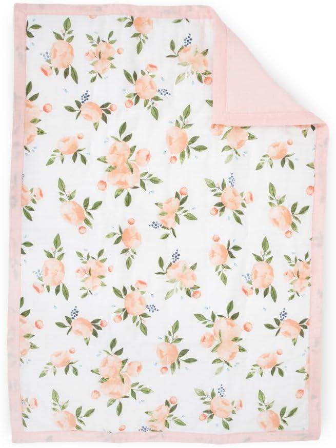 Little Unicorn Muslin Comforter Blanket | Soft & Breathable Muslin Fabric | 36"x50" | 100% Cotton | Crib & Toddler Bed Blanket (Watercolor Roses Grande)