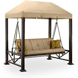 Garden Winds Custom Fit Replacement Canopy Top Cover Compatible with The Sullivan Point Swing - Classic Sand Beige, Riplock 350