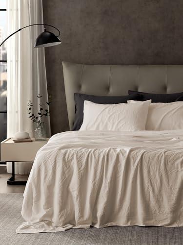 SLEEP ZONE Bed Sheets - Full Size Bed Sheets - Washed Microfiber - 1 Piece Hotel Luxury Bedding Sheets Flat Sheet (Beige)