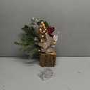Small Christmas Tree Tabletop Artificial Mini Christmas Tree Decorations,27cm Christmas Centerpiece Small Potted Christmas Tree with Pine Cones and Berries (A)