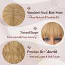 BARSDAR Long Wavy Blonde Wig With Bangs - 26 Inch Long Wavy Beige Blonde Wig with Bangs for Women - Thick Soft Synthetic Hair Replacement Wigs Natural Looking Daily Cosplay Party Halloween
