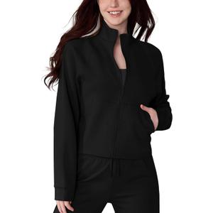 altiland Women's Full Zip Workout Running Yoga Jackets, Lightweight Sweatshirt with Pockets (Large, Black)