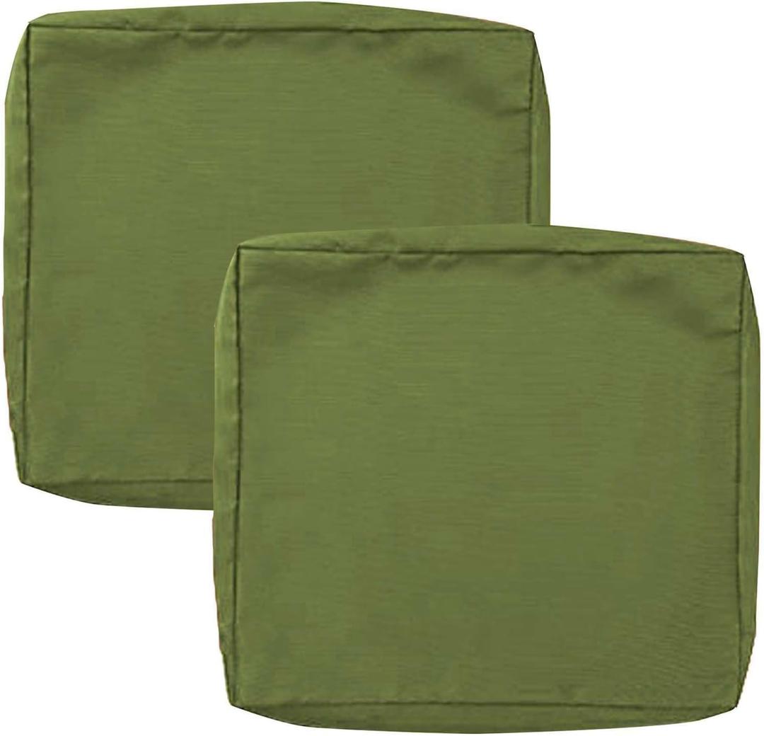 SK Studio Patio Cushion Covers Replacement, 2 Pack Waterproof Outdoor Furniture Seat Cushion Slipcover with Zipper for Garden and Backyard, Green