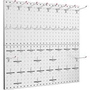 TORACK Metal Pegboard Wall Tool Organizer 24" x 24" or 12" x 48", 70 PCS Tools Storage Pegboard for Garage Peg Board Tool Organizer Board with Hooks for Workbench(Grey)