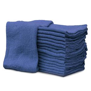 Avalon Towels Cotton Shop Rags – (Pack of 50) Size 12x14 Inches Cleaning Rags – Absorbent Shop Towels and Multipurpose Cleaning Towels for Automobiles, Industries, Garage and Homes Blue