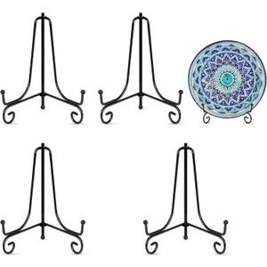 vivinin 4 Pack Plate Stands For Display, Plate Holder 6 '',Picture Frame Stand of Metal, Frame and Artworks, Small Easel for Book, Tabletop Art, Picture, Photo Platter, black (21ZSJ0001)