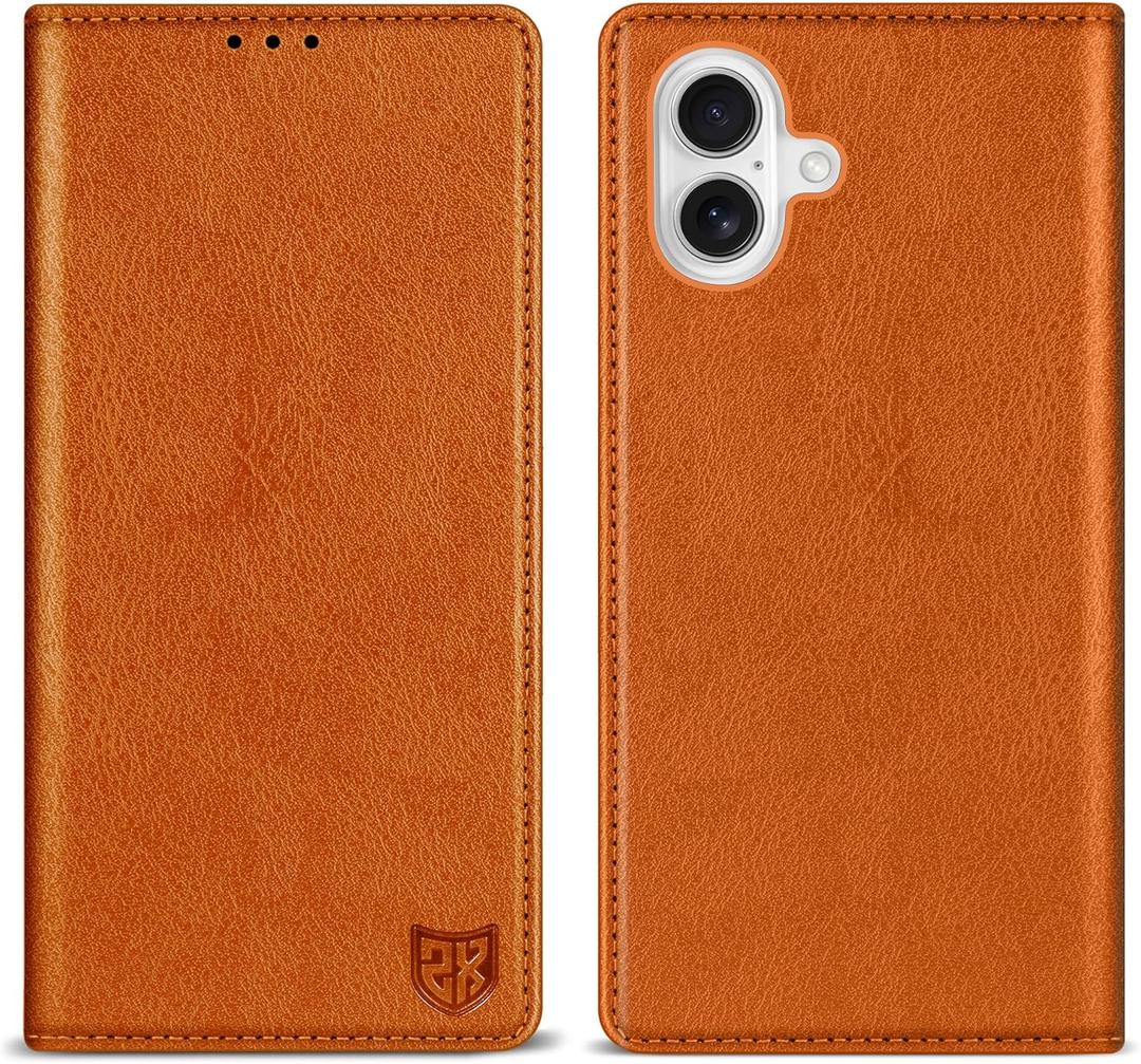ZZXX for iPhone 17 Wallet Case with [RFID Blocking] Card Slot Stand Strong Magnetic Leather Flip Fold Protective Phone Case for iPhone 17 Case Wallet(Brown-6.1 inch)