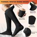 Warm Winter Knee High Socks for Women Thermal Cotton Boot Socks Black Long Thick Leg Warmers for Running Hiking Work, one size
