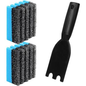 TonGass 2-Pack Cleaning Sponge 12207 and 1-Pack Grill Scraper for George Foreman Indoor Grills & Most Other Indoor Grills with Grooves, Replacement Grill Sponge and Scraper for Cleaning (Multicolor)