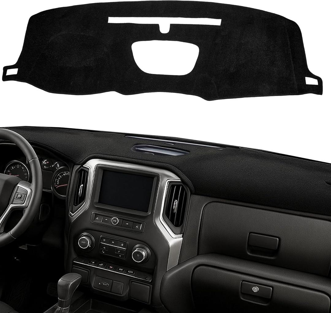 Dash Cover Fit for 2019-2021 Chevy Silverado/GMC Sierra 1500 2500HD 3500HD, Dashboard Cover Sun Shade Pad Custom Fit Dash Mat Protects Dashboard from UV, Cracks & Fading, Black