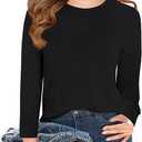 Haloumoning Girls Long Sleeve T Shirts Kids Fall Tops Crewneck Basic Tees, Size 160