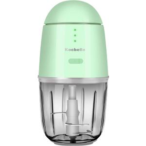 Food Processor - Cordless Mini Food Processor & Portable Small Food Chopper for Vegetables Fruit Salad Onion Garlic,Kitchen,1.3Cup 10 0z,150 Watts,Glass Container Dishwasher Safe (Green)