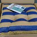 Klear Vu Raffia Patio Chair Water Resistant Seat and Seatback Cushions 2 Piece Set, 16" x 16", 2 Pack, Blue Stripe 2 Count