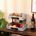 Fruit Basket Hanging Storage Baskets Kitchen Storage,2 Tier Farmhouse Standing Wooden Organizer,Classic Pastoral Holder Rack for Kitchen,Office,Dining Room and Guest Room (Need Assemble)