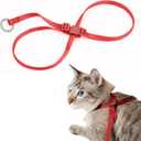 Cat Harness Escape-Proof Anti-Choking Adjustable Nylon Harness Lightweight with Anodized Aluminum Buckle, Ideal for Cats Outdoor Walking and Training, IDA Award (Vivid Red, S (13.8"))