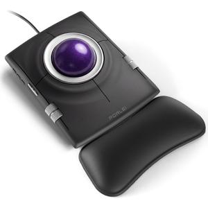Wired Trackball Mouse, Ergonomic Finger Control Trackball with 55mm Large Ball, 4-Level Adjustable DPI, Ambidextrous Design, Wrist Rest Included, Compatible for PC, Laptop, Mac, Windows-Purple