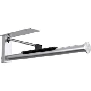 Upgraded Kitchen Paper Towel Holder - One-Hand Tear Under Cabinet Stick-on Towel Rack for Hanging Paper - First Apartment Essentials Wall Mount Self Adhesive Stainless Steel Rack Fits (Sliver)