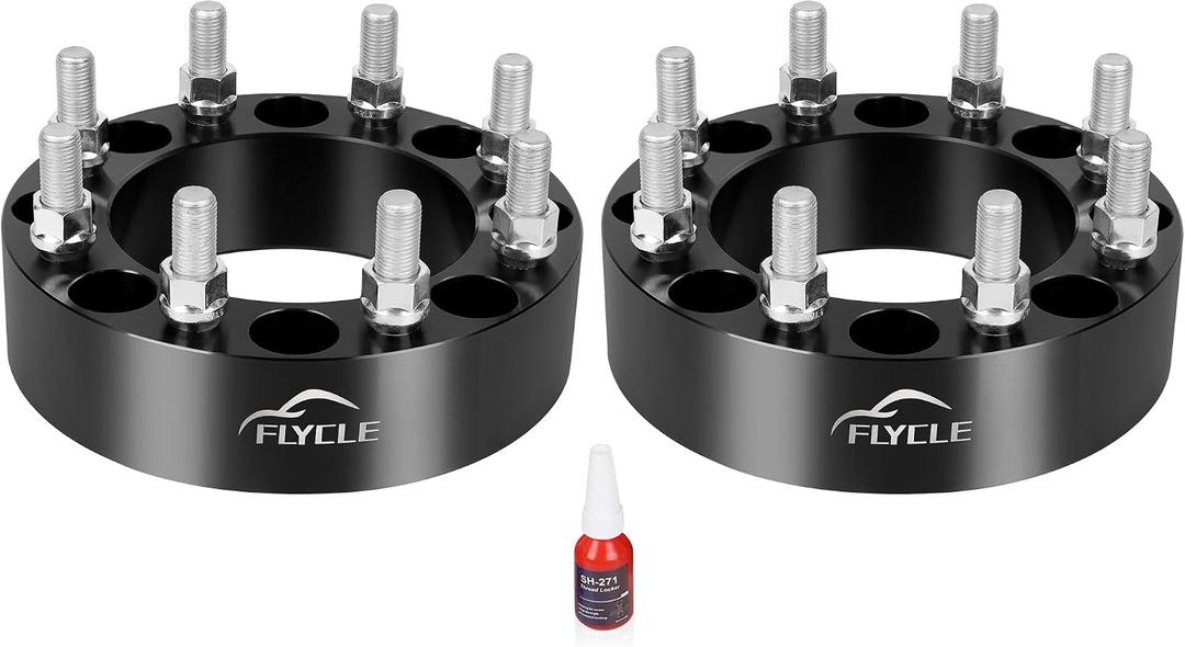 FLYCLE 8x6.5 to 8x180 Wheel Adapters, 2 inch 8x165.1mm to 8x180mm Wheel Adapter with M14x1.5 Studs for 1999-2010 Silverado Sierra 2500 3500 HD
