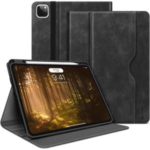 H HOLIMET Case for iPad Pro 13 inch Case M5 2025/M4 2024 with Pencil Holder Supports Pencil Pro/Pencil Auto Sleep/Wake Function Vegan Leather Smart Stand Cover (Black)