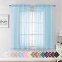 Aiyufeng 2 Pack: Basic Sky Blue Sheer Curtain Drapes 63 Inch Length 2 Panels for Living Room, Light Filtering Voile Drapes for Bedroom, Patio, Sliding Door, Each 40" W x 63" L