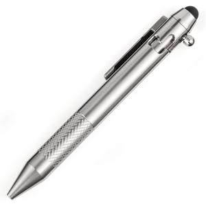Cool Hand 4.9'' Titanium Bolt Action Pen Stylus for Touch Screen, Ballpoint Ink Refillable, Compact Size, Skelton Out Deep Pocket Clip for Easy Carring