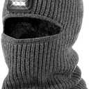 Winter Balaclava Knitted Ski Mask with LED Light - Fleece Lined Full Face Cover Windproof Snow Mask for Skiing, Motorcycling