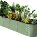Raised Garden Bed Kit 821.4 FT Magnesium-Aluminum-Zinc Stainless Steel Metal Planter Box for Planting Outdoor Plants VegetablesLight Green (8  2  1.4 FT9 in 1)