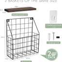 Mail Holder Magazine Basket 2Pack Black Wall Mount File Organizer Wood Rack