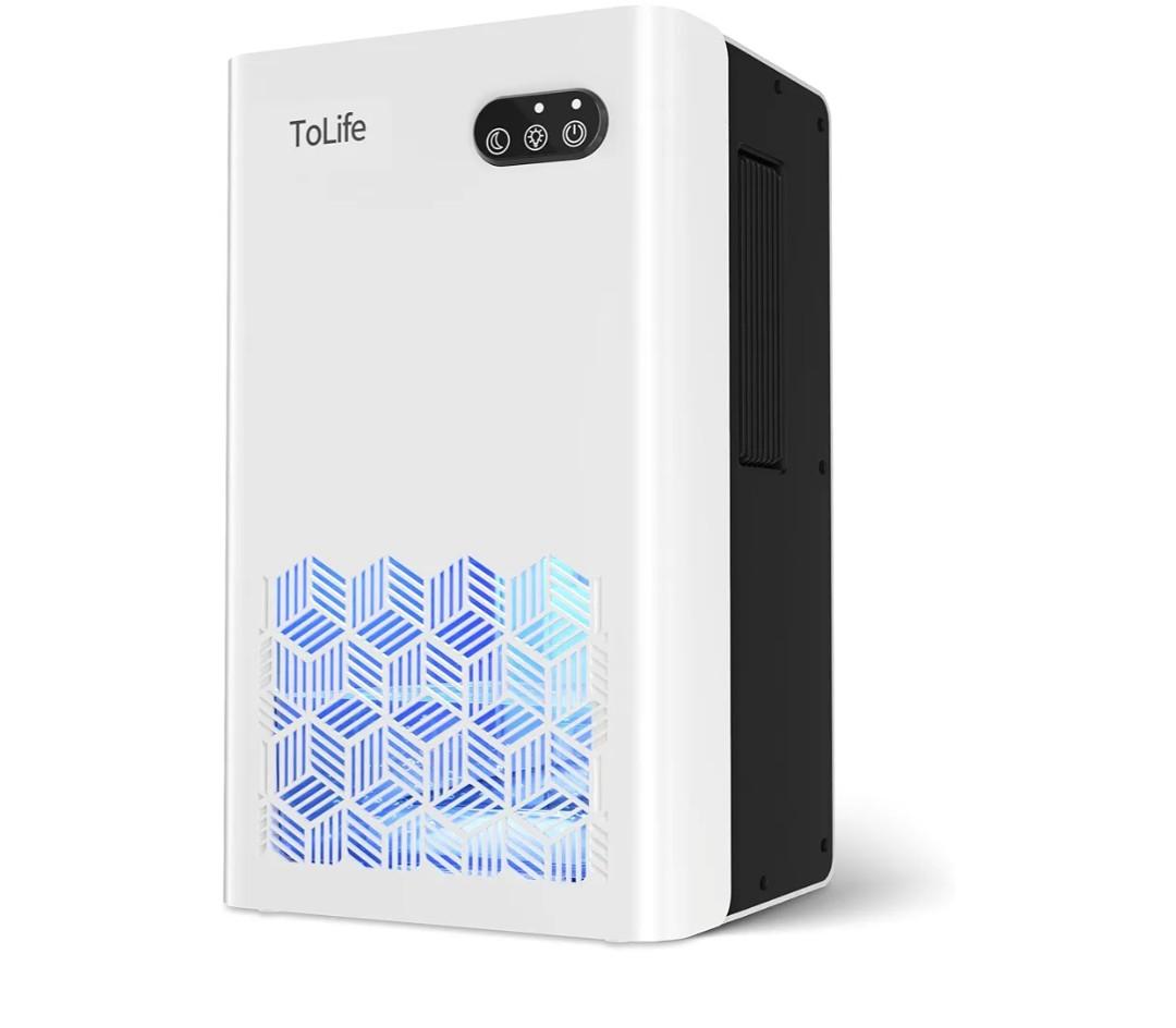 ToLife Dehumidifiers for Home 95 OZ Water Tank, 1000 sq.ft Dehumidifier for Basement Bedroom Bathroom with Auto Shut Off 7 Colors LED Light,White