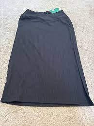 Halara Women's Size M Black Split Midi Casual Soft Cotton Pull On Pencil Skirt Medium