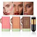 3 Pcs Cream Contour Sticks, Includes Bronzer Stick and Cream Blush Stick, Eyeshadow Stick Face Contouring Pen Face Makeup for Beginners, Long Lasting, Smooth Natural, Water-resistant