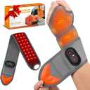 Cordless Wrist Heating Pad with Massage & Red Light, HSA Eligible FSA, Rechargeable Heated Wrist Brace Wrap for Carpal Tunnel, Arthritis, Wrist Massager for Pain Relief (Grey)