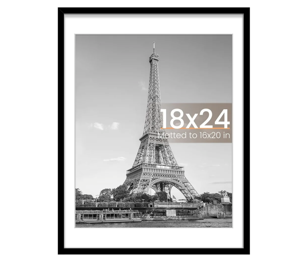 upsimples 18x24 Picture Frame, Display Pictures 16x20 with Mat or 18 x 24 Without, Wall Hanging Poster Frames, Black, Pack of 1  upsimples 18x24 Picture Frame, Display Pictures 16x20 with Mat or 18 x 24 Without, Wall Hanging Poster Frames, Black, Pack of 1