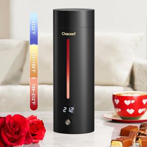CHACEEF Travel Kettle , Portable Electric Kettle, 350ml Small Electric Kettle with 5 Variable Presets, 304 Stainless Steel Hot Water Boiler with Auto Shut-Off & Boil Dry Protect, Black