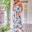 GRACE KARIN Women Strapless Dress Casual Loose Ruched Long Maxi Dress with Pockets (L)