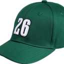 Saquon Barkley 26# Green Embroidered Baseball Cap Flat Brim Hat with Stitching for Sports Outdoor - Unisex (Green)